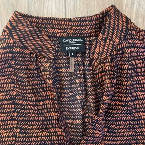 David Lerner Vibrant Orange and Black Blouse